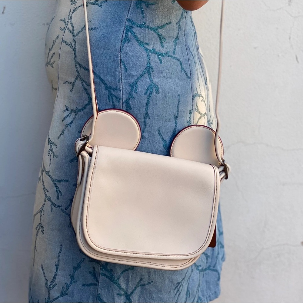 Coach Patricia Saddle Bag Disney Mickey Ears Cream